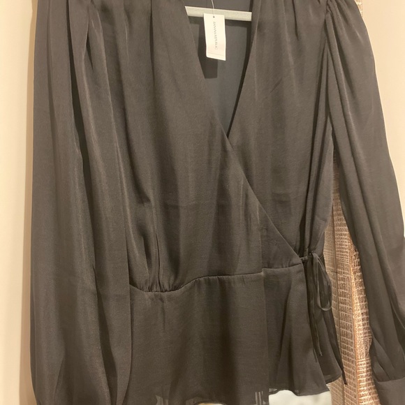 Banana Republic Tops - Black silk wrap blouse
